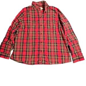 L.L.Bean Relaxed Fit Flannel Shirt Red Plaid Long Sleeve XL‎ Soft Brushed Cotton